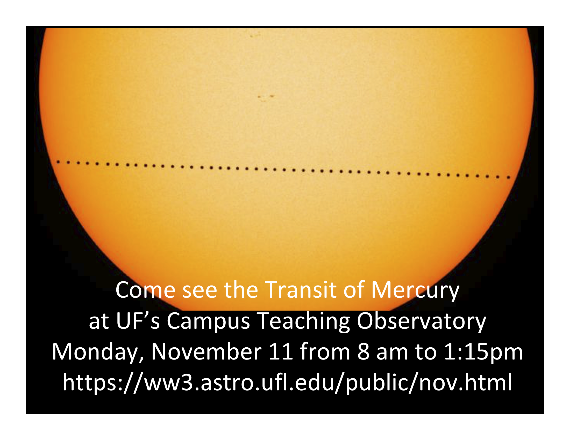 Mercury Transit Observing November 11, 2019